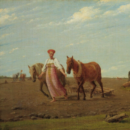 "На пашне. Весна" 1820-е Венецианов Алексей