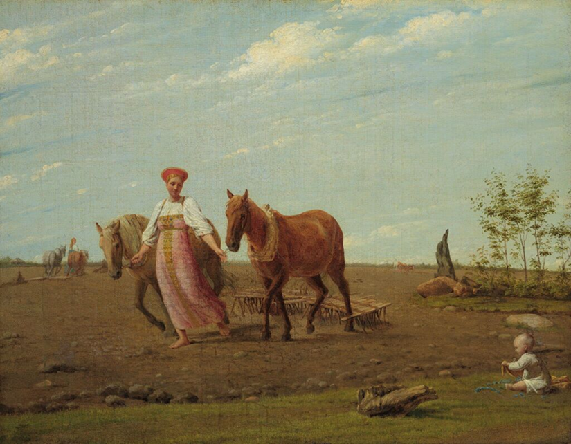 "На пашне. Весна" 1820 Венецианов Алексей