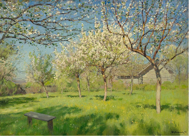 "Цветущие яблони" 1896 Левитан Исаак