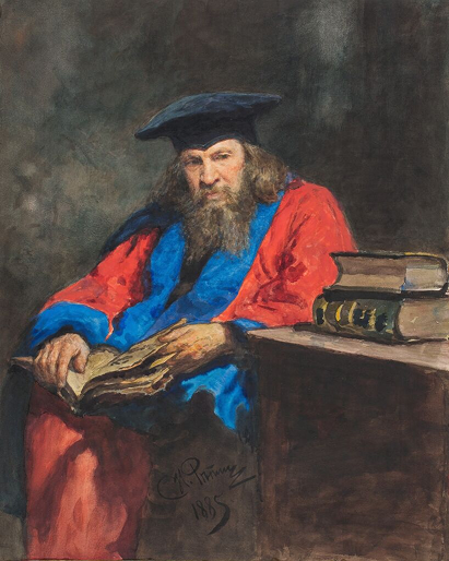 Репин Илья (1844-1930) «Портрет химика Д.И. Менделеева в мантии профессора Эдинбургского университета» 1885 г.